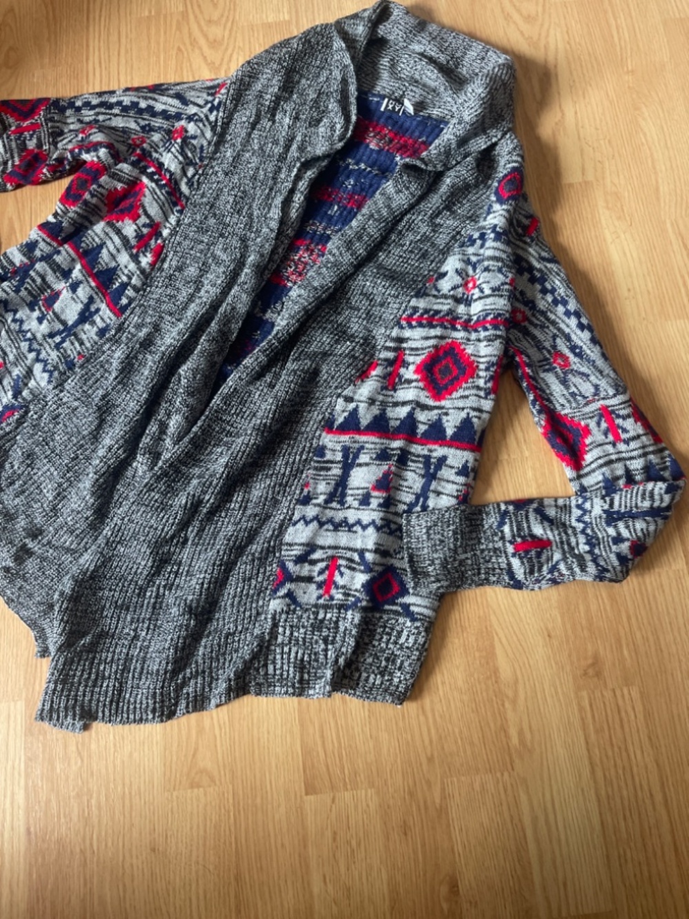 Roxy Aztec Print Oversized Knit Open Draped Cardigan Sweater Size Small - Picture 3 of 9